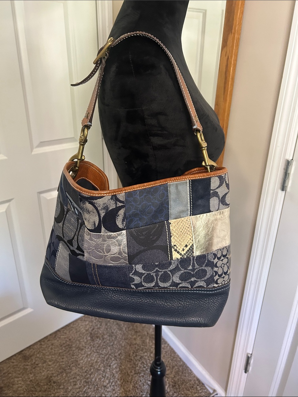 Coach Vintage Denim Patchwork Signature Shoulder Bag … - Gem